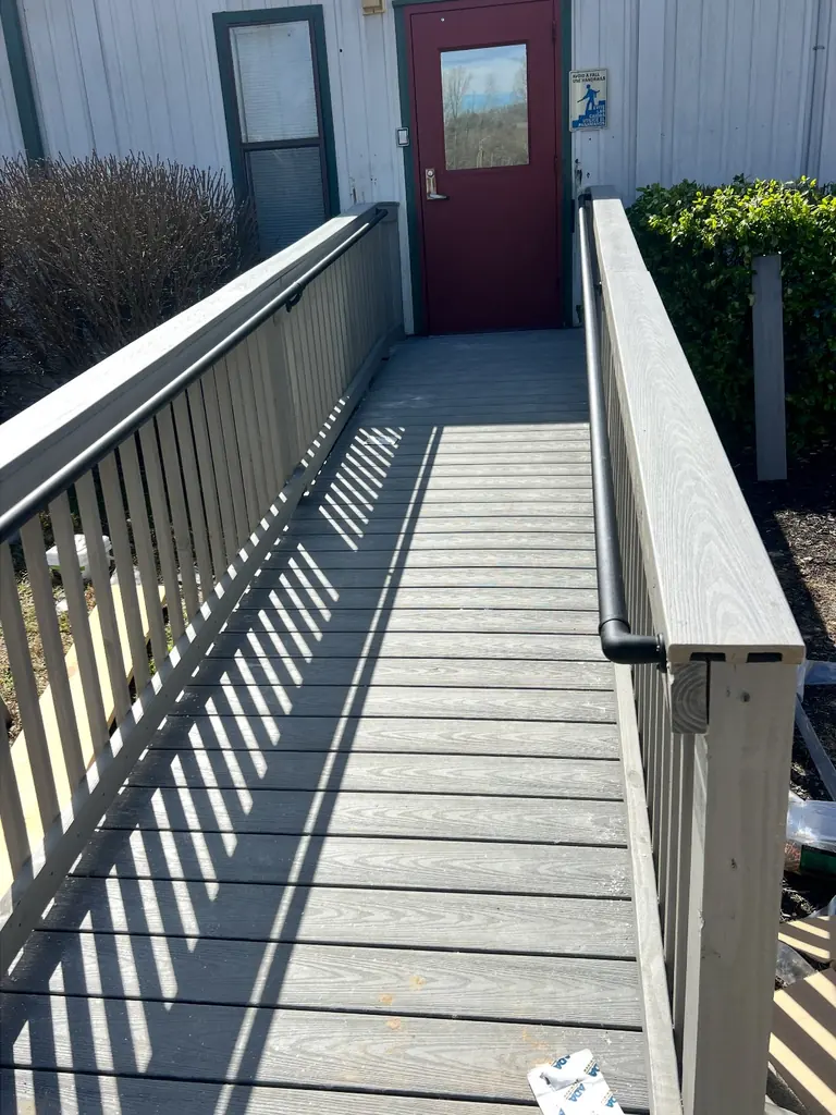Finished accessible ramp with composite railings in Knoxville, Tennessee