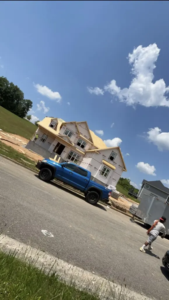 New house going up seen from the street in Knoxville, Tennessee