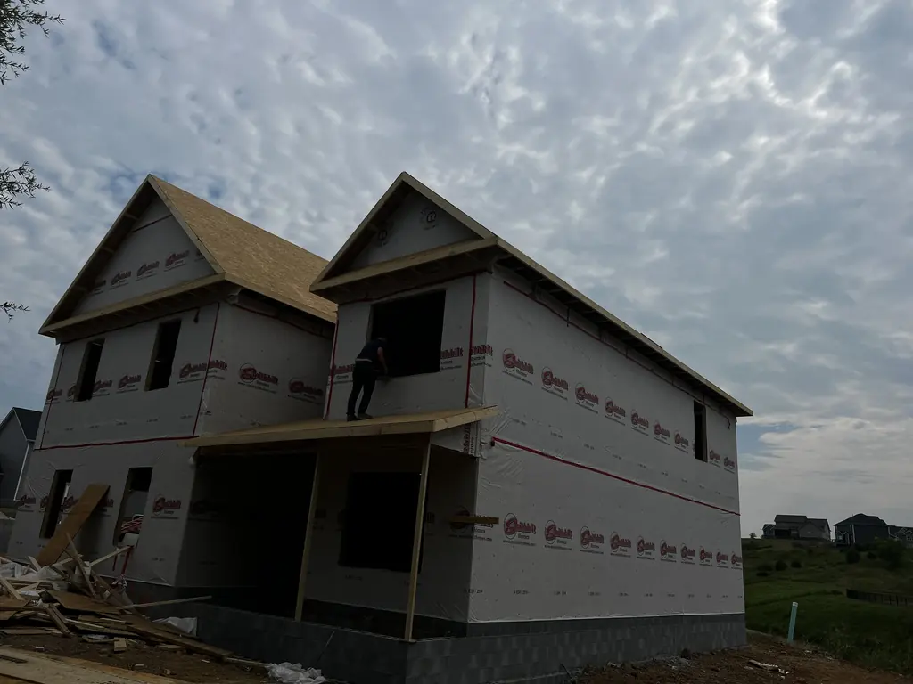 Two-story frame wrapped and dried in near Knoxville, Tennessee