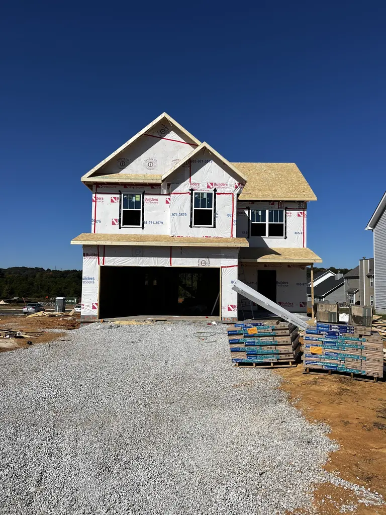 Two-story home under construction on a new lot in Knoxville, Tennessee